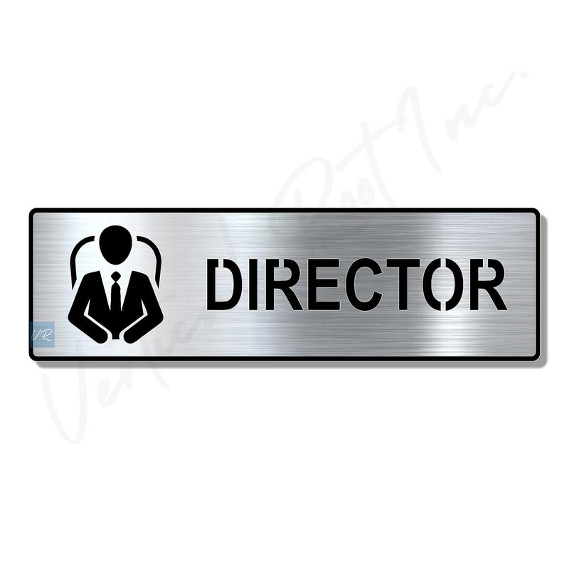 Vertical Root Inc ® Premium Brush Steel Finish Acrylic Director Door Sign Easy to Mount 3M Self-Adhesive Tape Signage for Hotel Office Resort Society Corporate Business. - Image 1