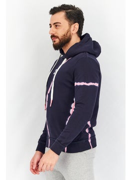 Jack Jones Men Hooded Tie Dye Long Sleeve Sweatshirt, Navy Blue  - Image 2