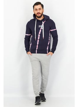 Jack Jones Men Hooded Tie Dye Long Sleeve Sweatshirt, Navy Blue  - Image 4