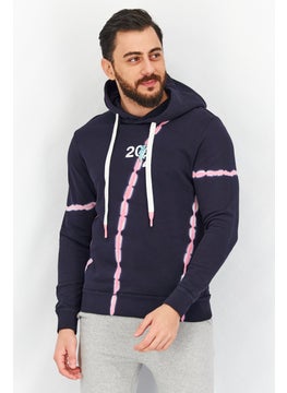 Jack Jones Men Hooded Tie Dye Long Sleeve Sweatshirt, Navy Blue  - Image 1