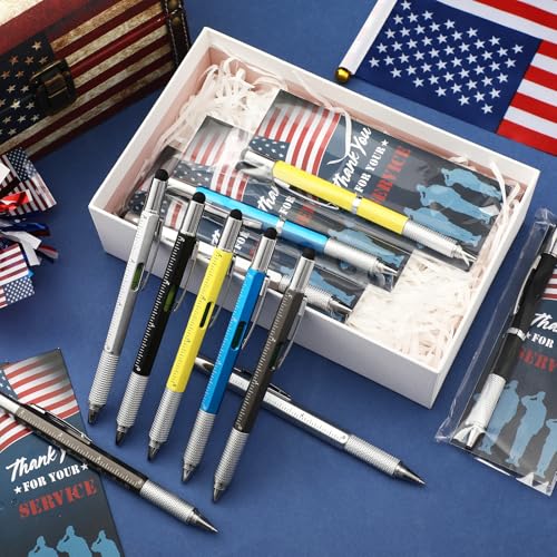 Harloon 50 Sets Veterans Day Gift 6 in 1 Multi Tool Pen Veteran Thank You Card Memorial Independence Day Gift Patriotic American Flag Military for Us Army Men Grandpa Papa - Image 3