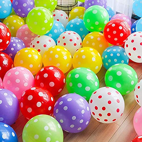 atorakushon Latex 100 Pieces 12 inch Multicolor Polka Dot Round Pastel Balloons for Kids Party Wedding Baby Shower Anniversary Birthday Valentine's Day Festival Party Home Decoration - Image 1