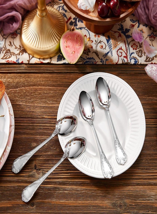 KEAWELL Premium Regalia 4-Piece Spoon Set 6.6-Inch – Ornate 18/10 Stainless Steel Silverware with European Luxury Handles, Dishwasher Safe for Elegant Dining (Silver, Teaspoons) - Image 4