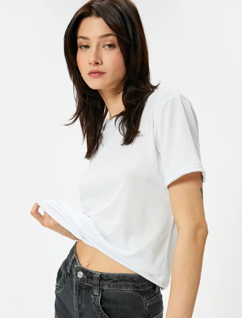 كوتون Basic T-Shirt Crew Neck Short Sleeve Standard Cut