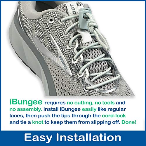 IBUNGEE LACES (Elastic No Tie Shoelaces (Light Gray, 22-Inch) - Image 5