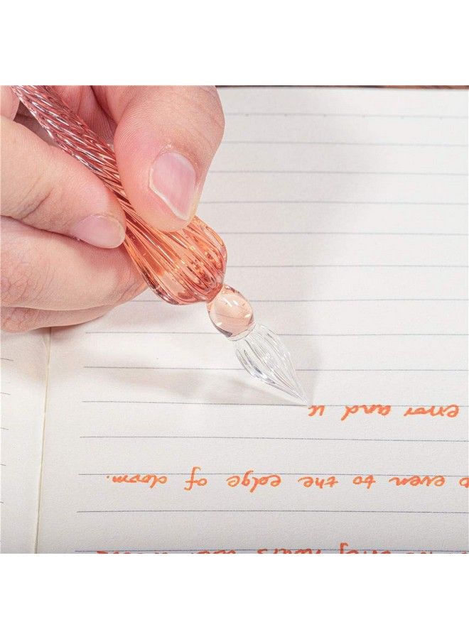 molshine Handmade Glass Dip Pen Crystal Calligraphy Pen Signature Dipped Pen For Artist Women Men Teenswriting Drawing Decoration Gifts (Pink) - Image 5