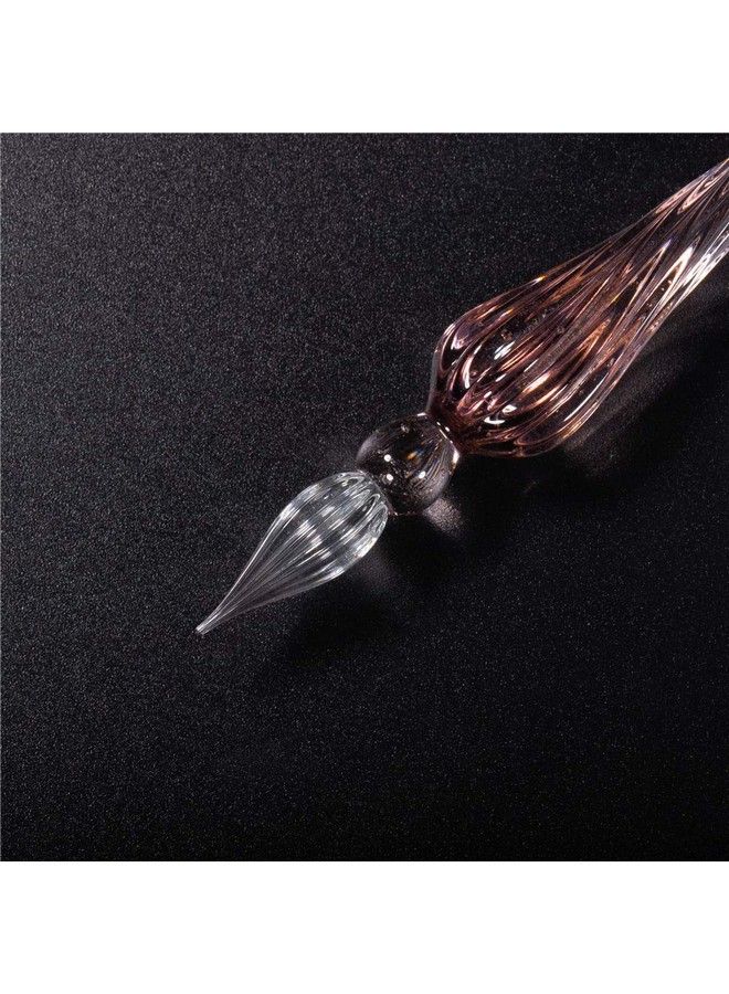 molshine Handmade Glass Dip Pen Crystal Calligraphy Pen Signature Dipped Pen For Artist Women Men Teenswriting Drawing Decoration Gifts (Pink) - Image 3
