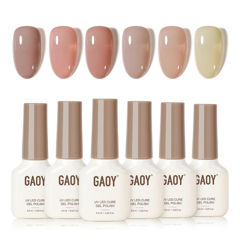 GAOY Jelly Gel Polish Set, Silky Cream Pink Nude Shades, Sheer Long Lasting Gel for for Everyday & Wedding Manicure - Image 1