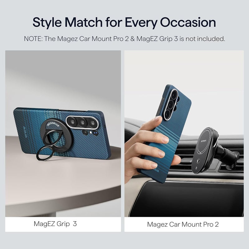 PITAKA Magnetic Case for Samsung Galaxy S26 Ultra Compatible with Magnetic Charging Ultra Slim Aramid Fiber Phone Case Lightweight Protective Cover Fusion Weaving Design – Moonrise - Image 4