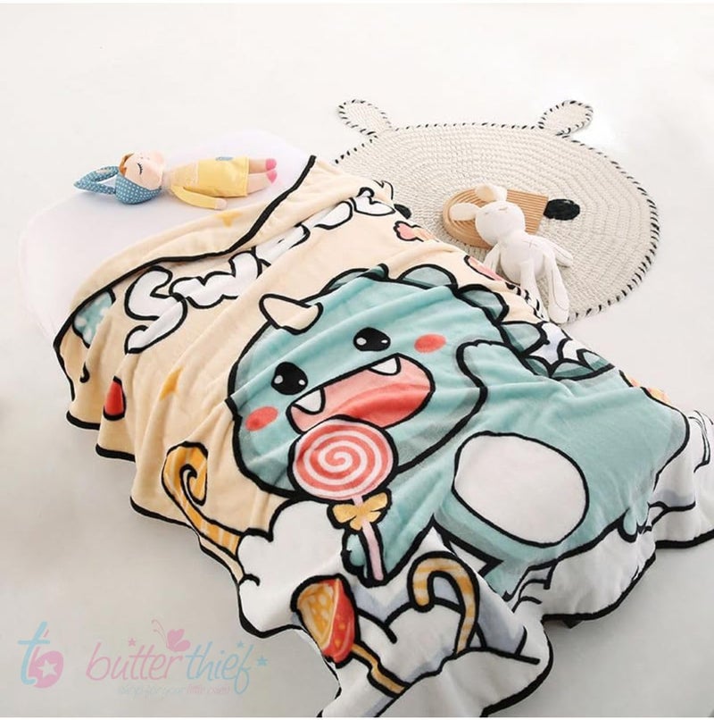 INSTABUYZ Butterthief Light Weight Cartoon Printed Blanket 100 x140 cm, 0-5 Years Soft Flannel for All Seasons Reversible Baby Blanket for Kids Toddlers New Born Boys & Girls - Image 5