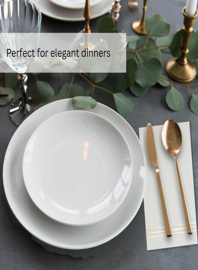 The Essential Concierge Stylish White and Gold Napkins - 100 Disposable Gold Paper Dinner Napkins for Bridal Shower or Wedding - 7.5 x 4.25 Inch Serviettes for Parties and Events - Image 4