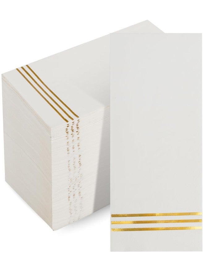 The Essential Concierge Stylish White and Gold Napkins - 100 Disposable Gold Paper Dinner Napkins for Bridal Shower or Wedding - 7.5 x 4.25 Inch Serviettes for Parties and Events - Image 5