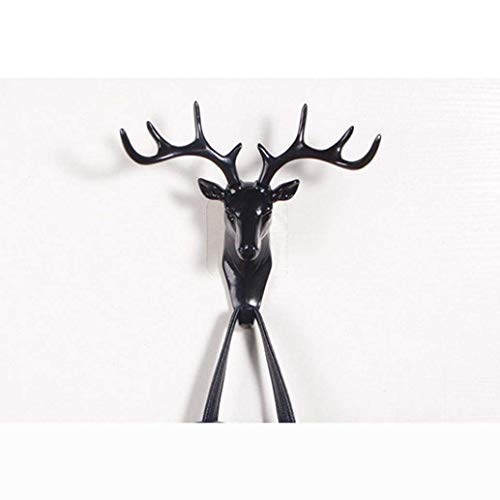 KPNG Deer Head Hanging Plastic, Self Adhesive Wall Door Hook Hanger Bag Keys Sticky Holder (Black) - Image 3