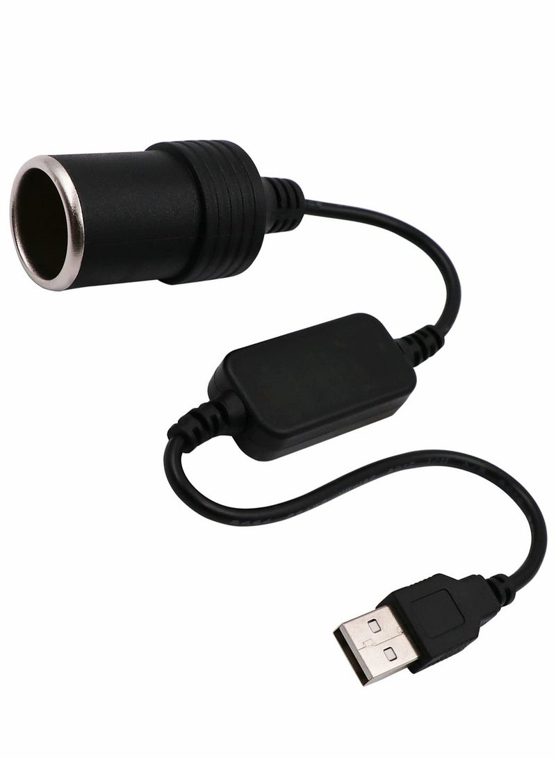 USB to 12V Car Cigarette Lighter Socket, Step-Up Converter Cable Inverter - Image 1