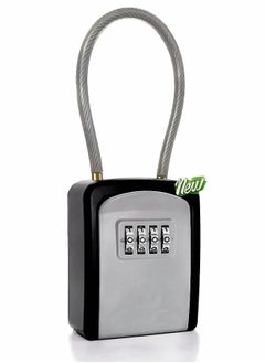 Key Lock Box Portable With Removable Cable Shackle Indoor Outdoor Waterproof 4 Digit Password Combination With Resettable Code With A B Switch Key Lockbox For Outside Hold Spare Keys For Realtors