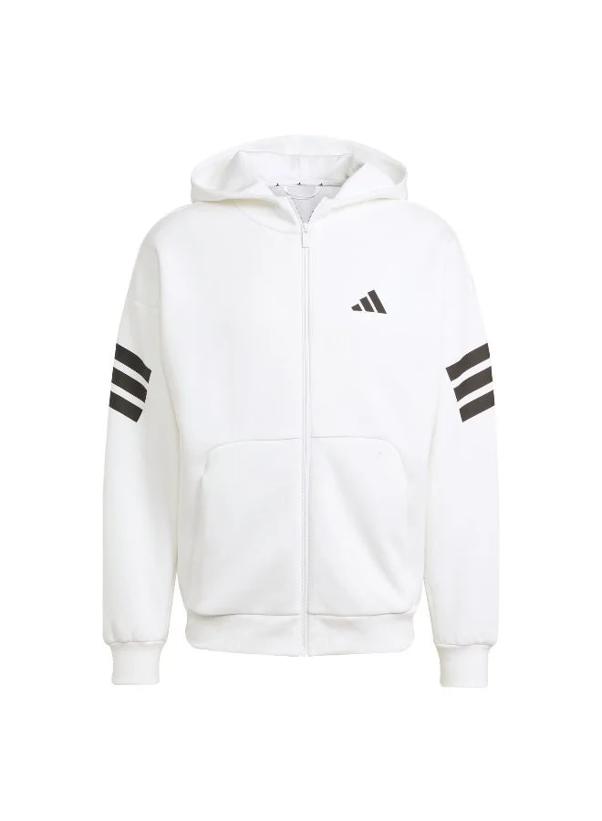 اديداس جاكيت رياضي بغطاء رأس أبيض للرجال