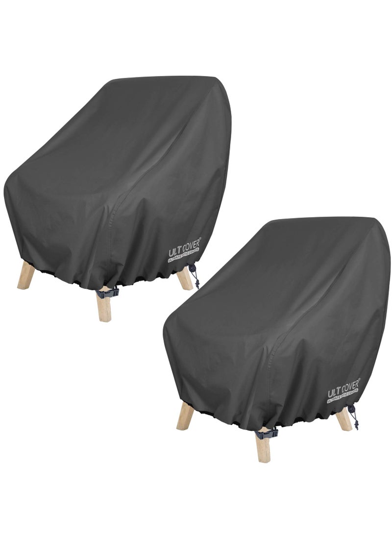ULTCOVER ULTCOVER Waterproof Patio Chair Cover  Outdoor Lounge Deep Seat Single Lawn Chair Cover 2 Pack Fits Up to 35W x 38D x 34H inches Black 