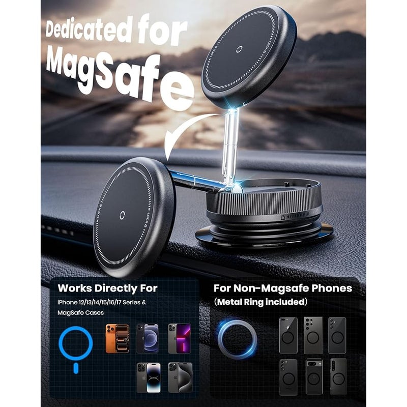 MiiKARE 2026 Upgraded 360° Vacuum Magnetic Car Phone Holder for Magsafe 【78+LBS Strongest Suction & 2400gf Strongest Magnetic】, Adjustable Car Phone Mount for Your Car/Gym/Mirror/Shower for iPhone & Android - Image 5