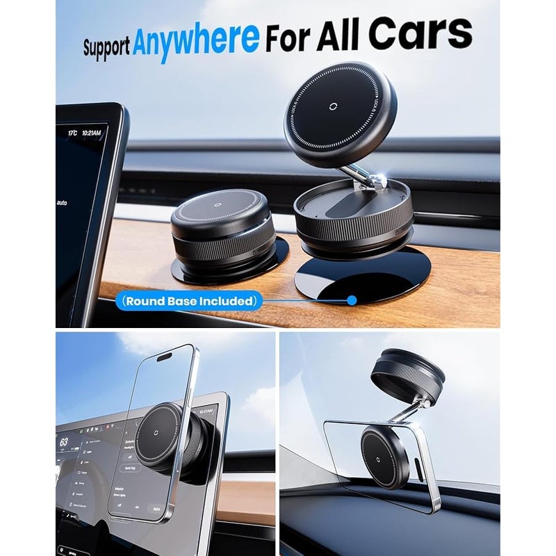 MiiKARE 2026 Upgraded 360° Vacuum Magnetic Car Phone Holder for Magsafe 【78+LBS Strongest Suction & 2400gf Strongest Magnetic】, Adjustable Car Phone Mount for Your Car/Gym/Mirror/Shower for iPhone & Android - Image 2