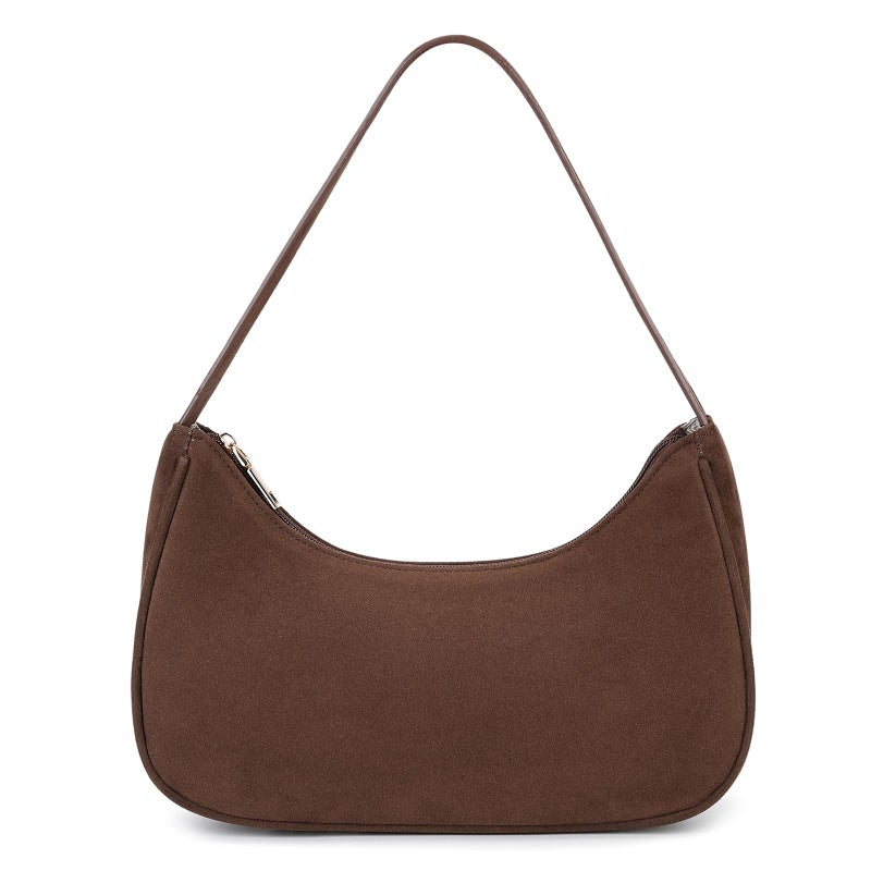 WSRYDJDL Fashion shoulder Bag for Women's Cute Hobo Tote Handbag Mini Clutch Underarm Purse for Daily Use/Work/Travel/Casual Outings (Suede-coffee) - Image 1