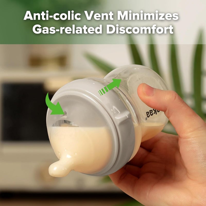 haakaa Gen.3 Natural Glass Baby Bottle 4.2oz/120ml - Wide Neck Anti-Colic Slow Flow Nipple for 0M+ Breastfed Baby - Image 5