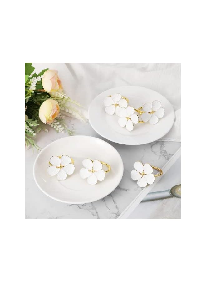 KASTWAVE خواتم، حلقة منديل بتلات من سبائك الطاولة، حلقة منديل مشبك، خواتم زهور لطاولات العشاء، زينة أنيقة، ديكور إعداد الطاولة للزفاف، العطلات، الحفلات (أبيض، 6 قطع) - Image 2