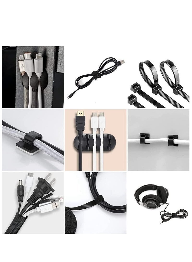 DURKU 173 Pcs Cable Management Organizer Kit, Adhesive Cable Clips Holder, Cable Ties, Adhesive Wall Cable Tie, Fasten Cable Ties - Image 4