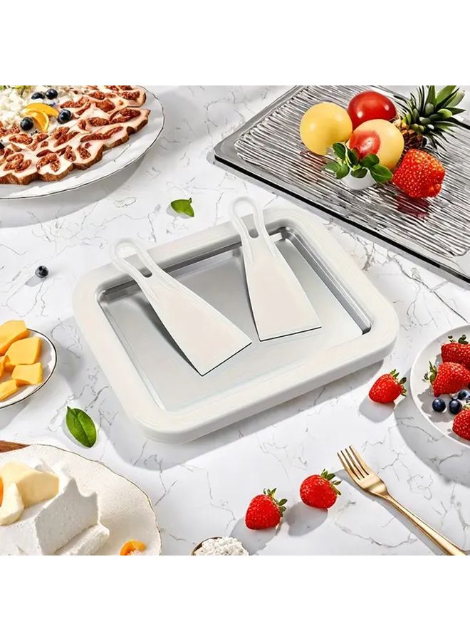 White Manual Ice Cream Maker Machine No Electricity Needed Stainless Steel - Image 3