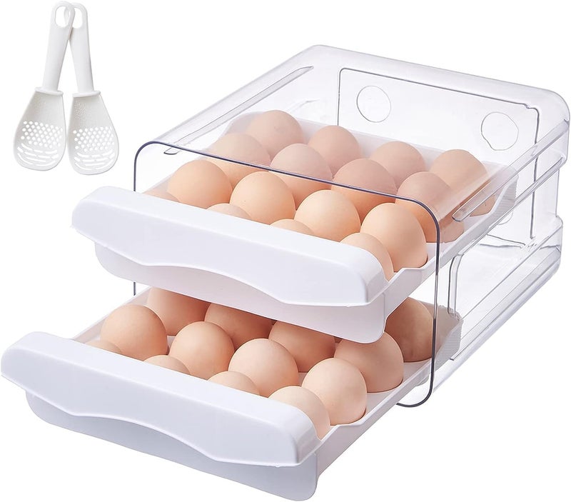 DREWIT STAR 32 grid Egg Storage Box for Fridge plastic egg holder for fridge 2 Layer Drawer Type egg holder for kitchen Egg Storage Egg Tray Box egg holder egg tray for fridge egg organiser - Image 2
