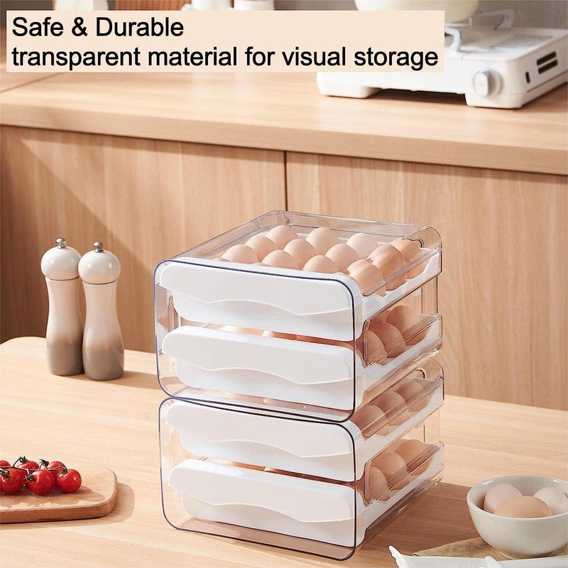 DREWIT STAR 32 grid Egg Storage Box for Fridge plastic egg holder for fridge 2 Layer Drawer Type egg holder for kitchen Egg Storage Egg Tray Box egg holder egg tray for fridge egg organiser - Image 4