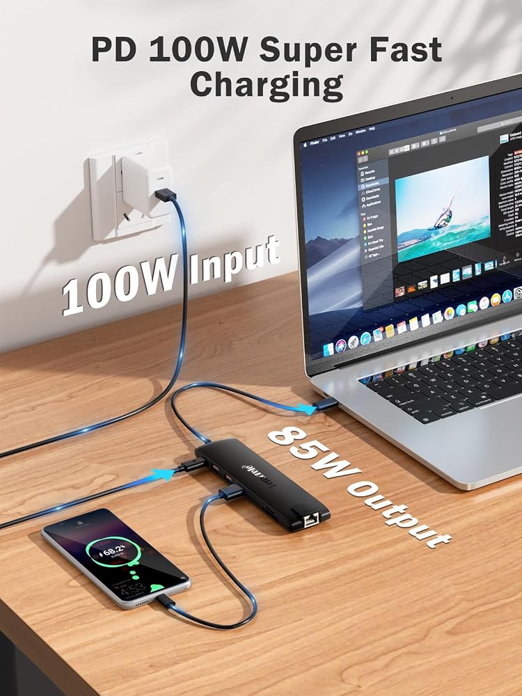 Lemorele 10Gbps USB C Docking Station with Dual HDMI 4K30Hz,1080P VGA,RJ45 - Image 4