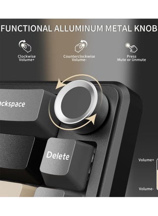 لوحة مفاتيح ألعاب ميكانيكية لاسلكية X66 مزودة بمقبض، تدعم ثلاثة أوضاع USB-C/BT5.0/2.4G، لوحة مفاتيح ألعاب RGB بنسبة 60% مثبتة بحشية، أغطية مفاتيح PBT مطبوعة على الجانب، مفاتيح فراولة قابلة للاستبدال أثناء التشغيل - view 4