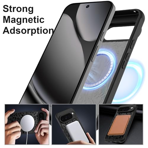 ZIYE Magnetic Case for Google Pixel 10 Pro XL 6.8 Inch [Compatible with MagSafe] Hard PC and Soft TPU Case with Black Floral Flowers Anti-Scratch Shockproof Protection Phone Cover for Women - Image 5