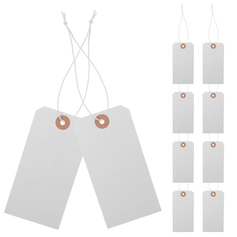 100 Pieces White Clothing Tags With Wire Strings For Bags Shoes Inventory And Repair - Image 2
