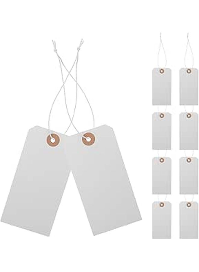 100 Pieces White Clothing Tags With Wire Strings For Bags Shoes Inventory And Repair - Image 1