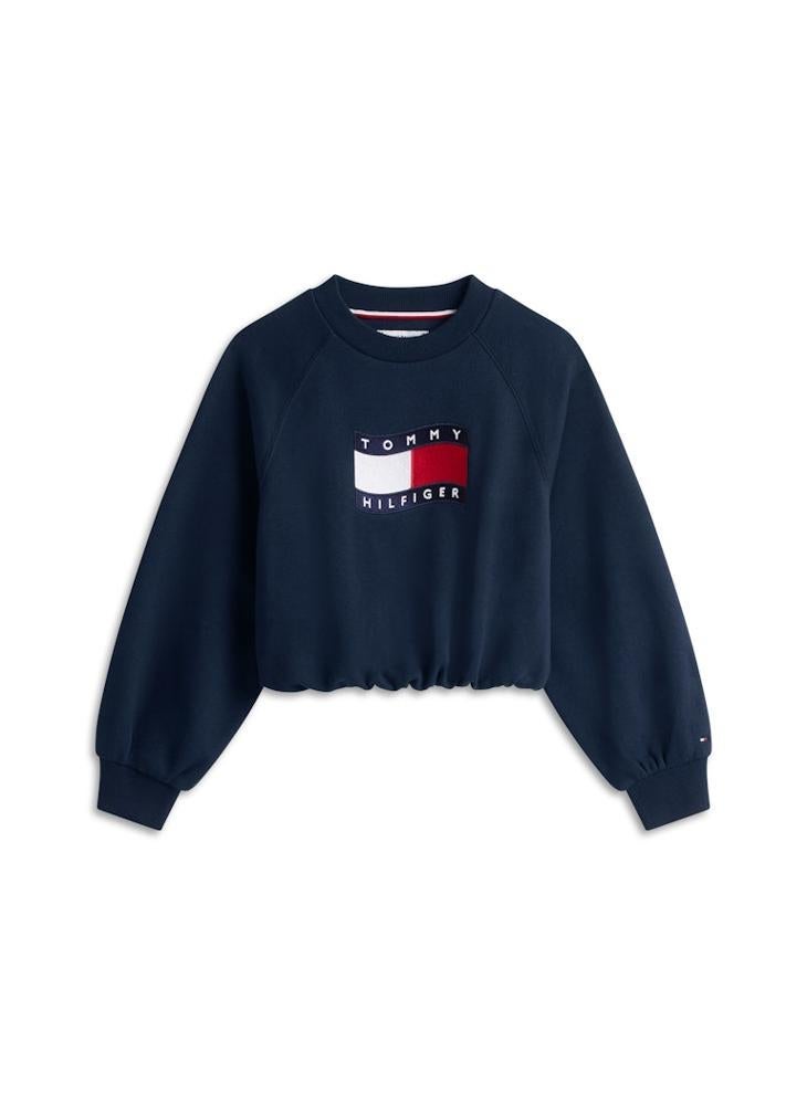 TOMMY HILFIGER Wavy Flag Puff Hem Relaxed Sweatshirt - Image 5