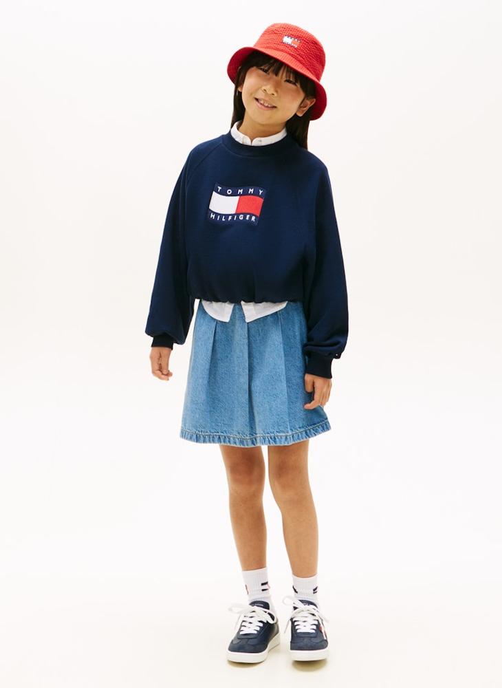 TOMMY HILFIGER Wavy Flag Puff Hem Relaxed Sweatshirt - Image 4