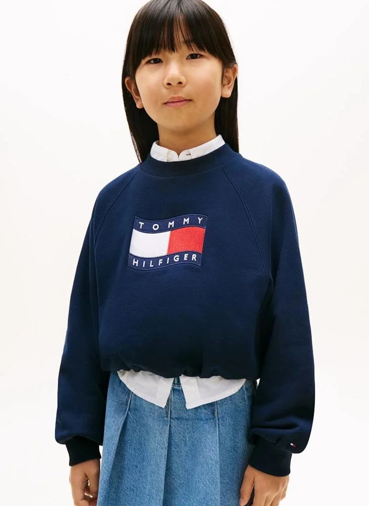 Tommy Hilfiger Dark Night Navy Wavy Flag Puff Hem Relaxed Sweatshirt for Women | Best Price UAE