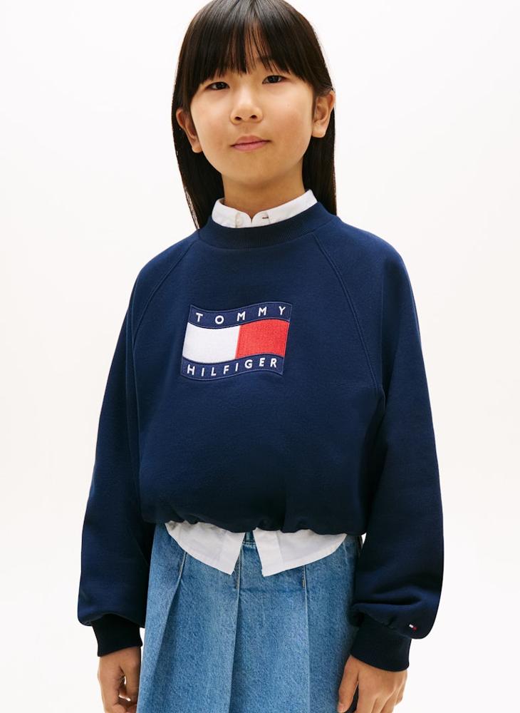 TOMMY HILFIGER Wavy Flag Puff Hem Relaxed Sweatshirt - Image 3