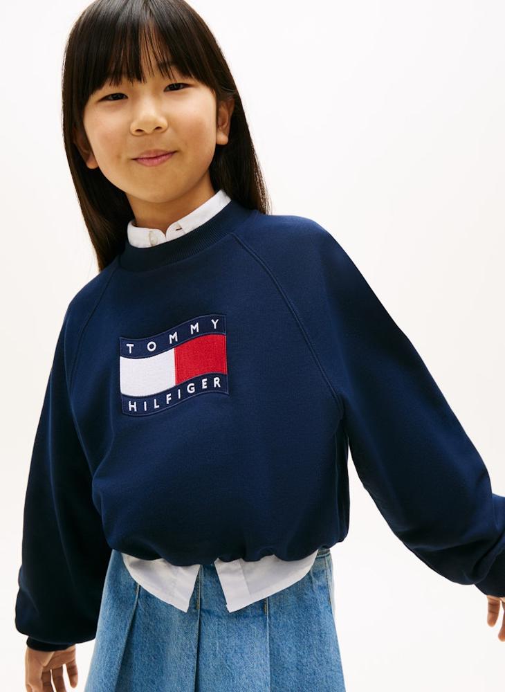 TOMMY HILFIGER Wavy Flag Puff Hem Relaxed Sweatshirt - Image 1