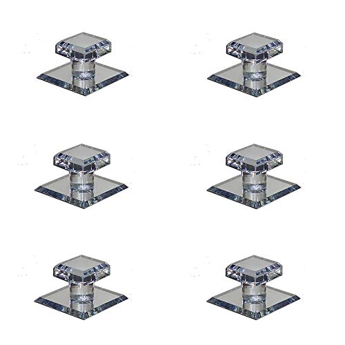 Mirart Pull Handle, Self Stick Small Square Acrylic Mirror Beveled Knob (6 Pack) - Image 1