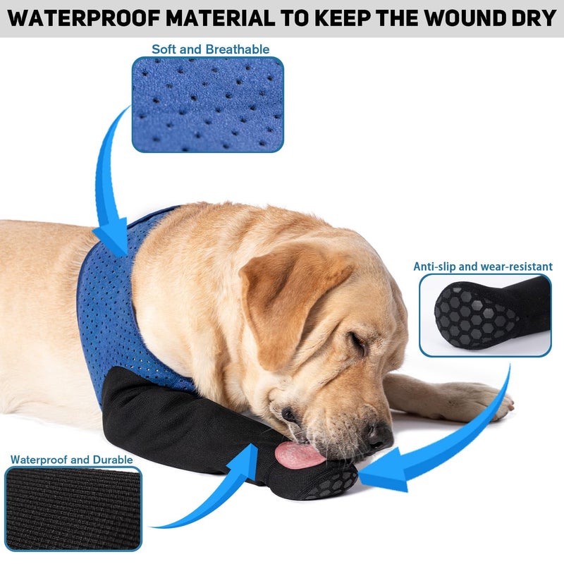 COODEO Dog Socks to Prevent Licking Paws, Healing Boots & Paw Protectors with Non-Slip Bottoms for Wound Protection, Waterproof Sleeve Shoes for Lickingï¼ˆBlueï¼Œ2XL_Left - Image 2