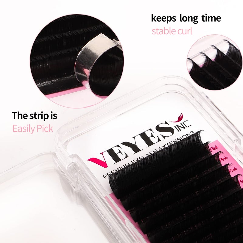 VEYES INC Classic Volume Lash Extensions 0.03-0.20 J/B/L/C/CC/D/DD Curl 5-25mm Mixed & Single Length Tray, Premium Silk Eyelashes, Professional Supplies for Lash Techs(Matte Black 0.03 D 15-20mm) - Image 2