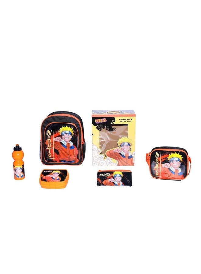 Naruto 5 in 1 Value Pack (14" Backpack with Lunch Box, Lunch bag, Water Bottle and Pencil Case) - Image 1