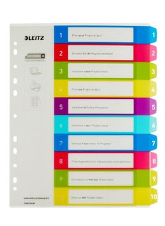 LEITZ Leitz A4 12430000 Wow 1-10 Index, Printable on PC, Extra Wide, Heavy Duty Plastic, Multicolor  - Image 1