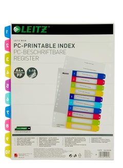 LEITZ Leitz A4 12430000 Wow 1-10 Index, Printable on PC, Extra Wide, Heavy Duty Plastic, Multicolor  - Image 2