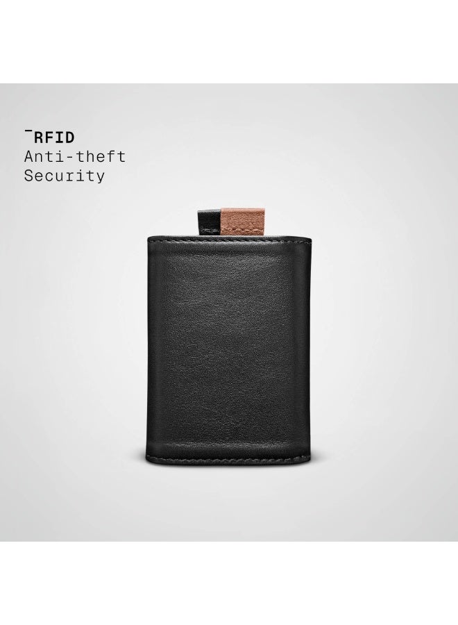 The Frenchie Co. Speed Wallet Mini | RFID Blocking, Ultra-Compact Minimalist Wallet Holds Up to 12 Cards & Cash, Italian Full-Grain Leather, Magnetic Closure, Quick-Access Card Holder with Pull Tab, Handcrafted Gift for Men & Women (Black-Tan) - Image 4