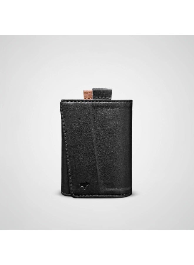 The Frenchie Co. Speed Wallet Mini | RFID Blocking, Ultra-Compact Minimalist Wallet Holds Up to 12 Cards & Cash, Italian Full-Grain Leather, Magnetic Closure, Quick-Access Card Holder with Pull Tab, Handcrafted Gift for Men & Women (Black-Tan) - Image 2