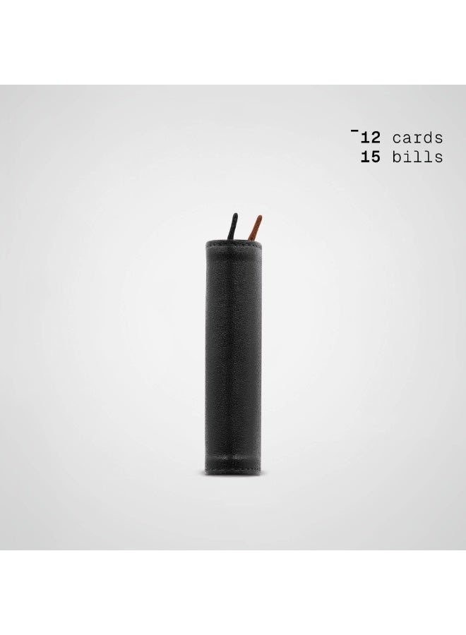 The Frenchie Co. Speed Wallet Mini | RFID Blocking, Ultra-Compact Minimalist Wallet Holds Up to 12 Cards & Cash, Italian Full-Grain Leather, Magnetic Closure, Quick-Access Card Holder with Pull Tab, Handcrafted Gift for Men & Women (Black-Tan) - Image 3