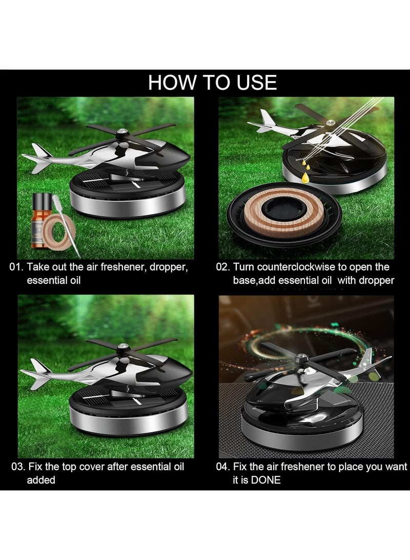 DubaiGallery Car Air Freshener, Helicopter Solar Energy Rotating Aromatherapy Aviation Al Alloy Diffuser, Interior Decoration Accessories Diffuser for Car and Home car air freshener solor - Image 4